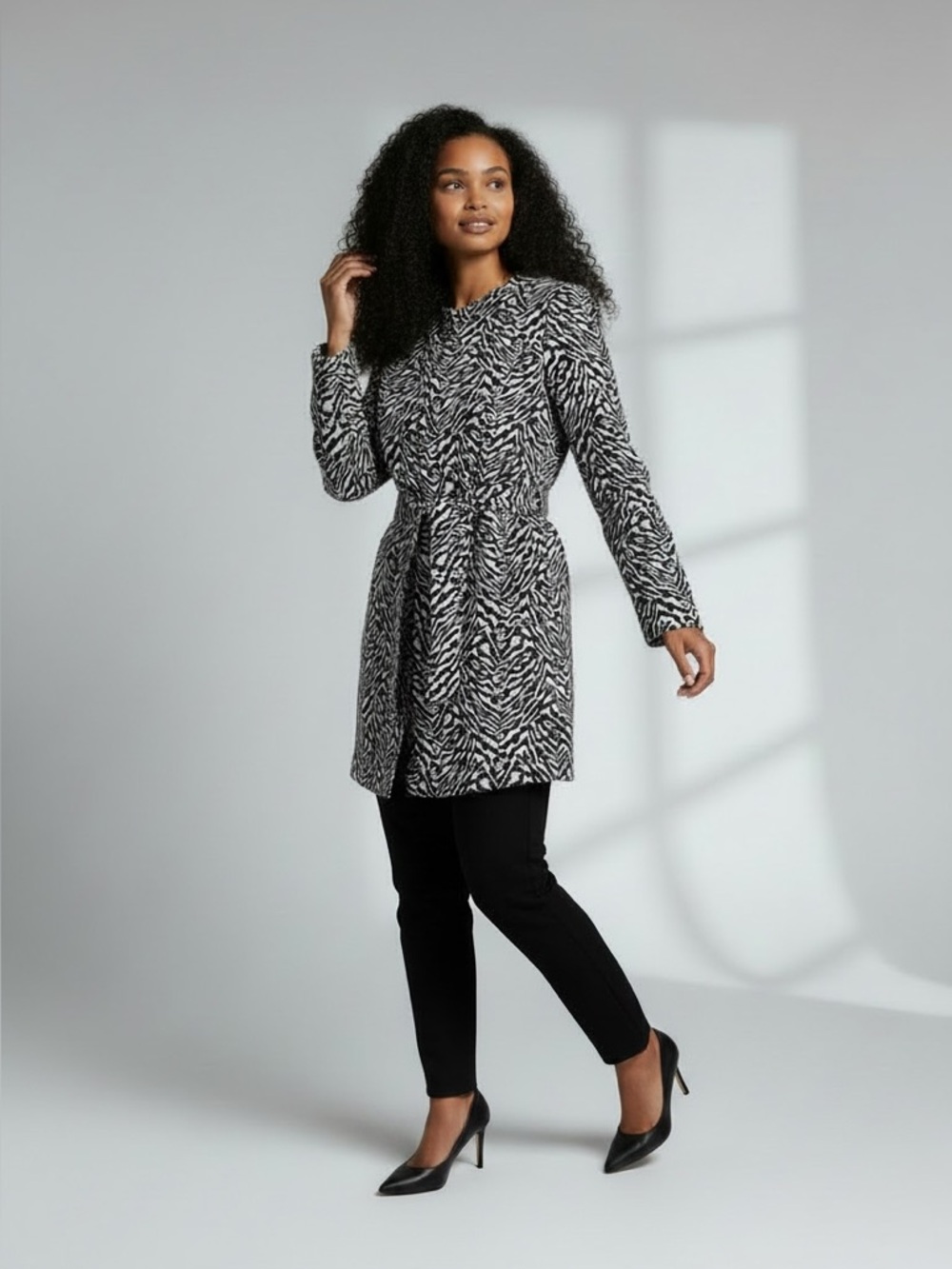 Isabella Zebra Print Suit Jacket in Black & White